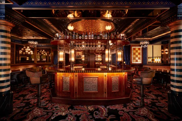The bar and dining room at Ambassadors Clubhouse in London.