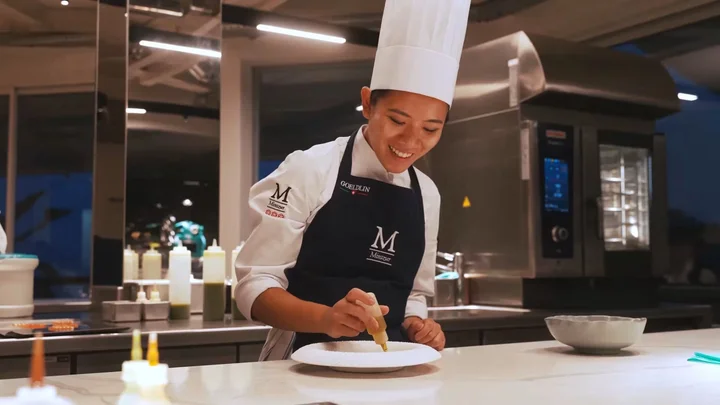 A chef preparing a dish