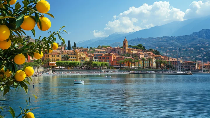 Lakeside gardens and boats in Italy