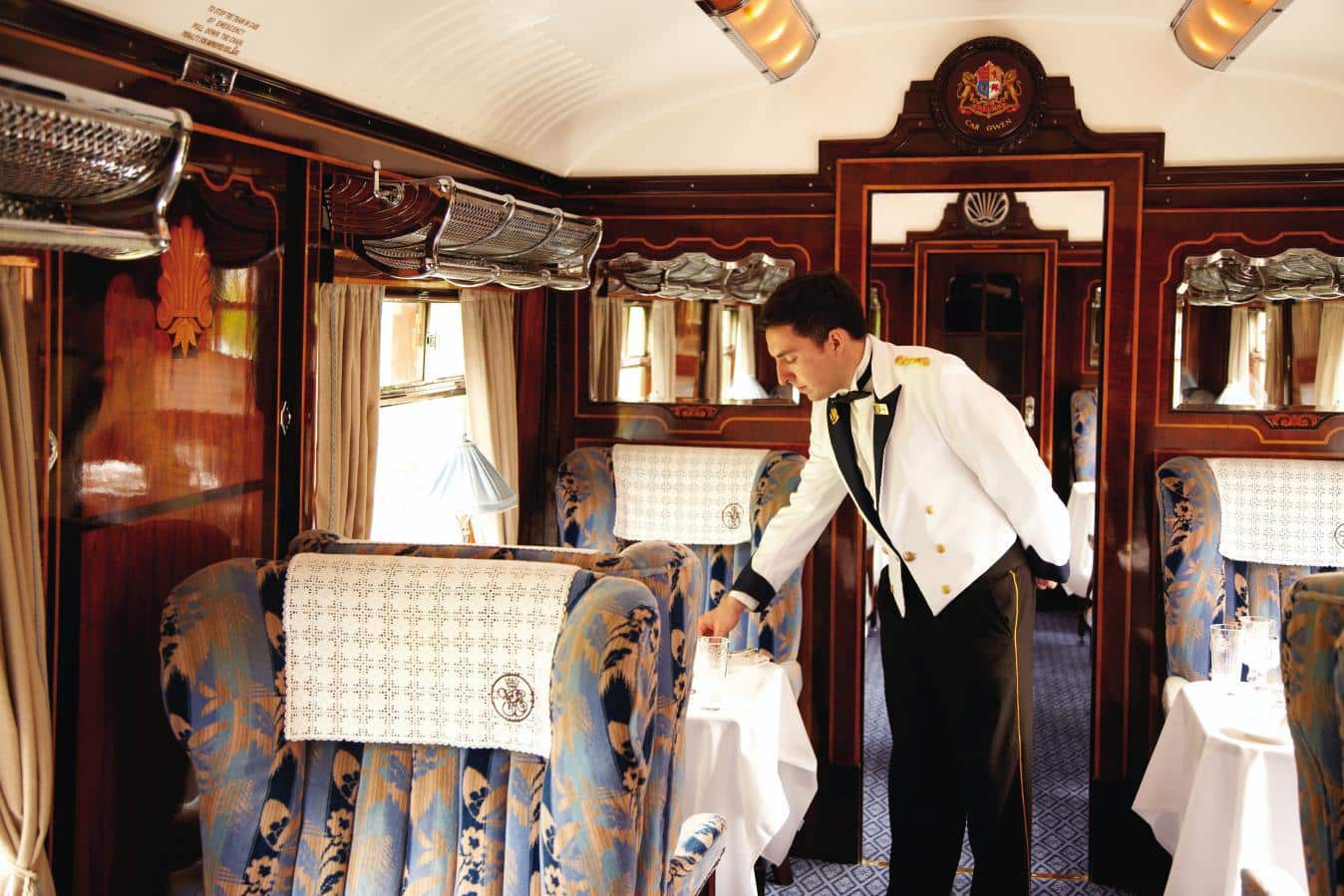 Image of Waiter preparing tables on the Northern Belle