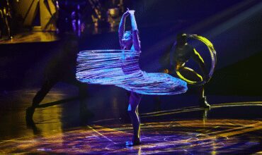 Dancer hoola-hooping on stage