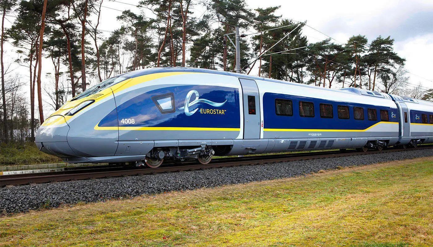 The Eurostar travelling through the countryside