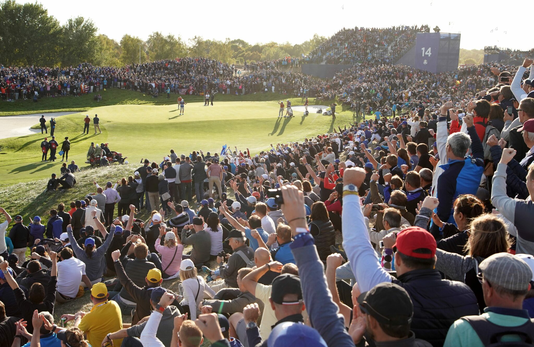 Crowd cheering at the Ryder Cup