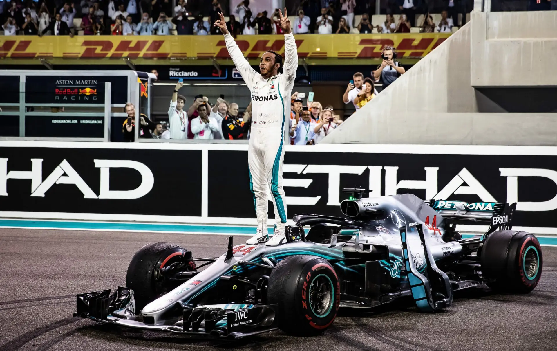 Image of Lewis Hamilton winning a grand prix race