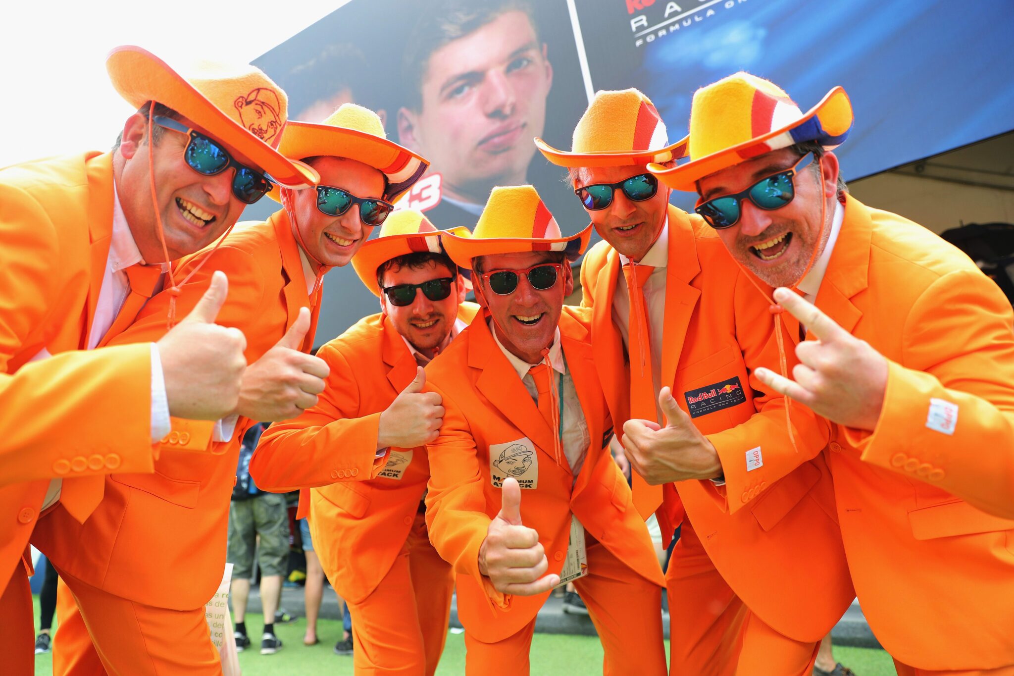Verstappen fans dressed up celebrating at the Race track