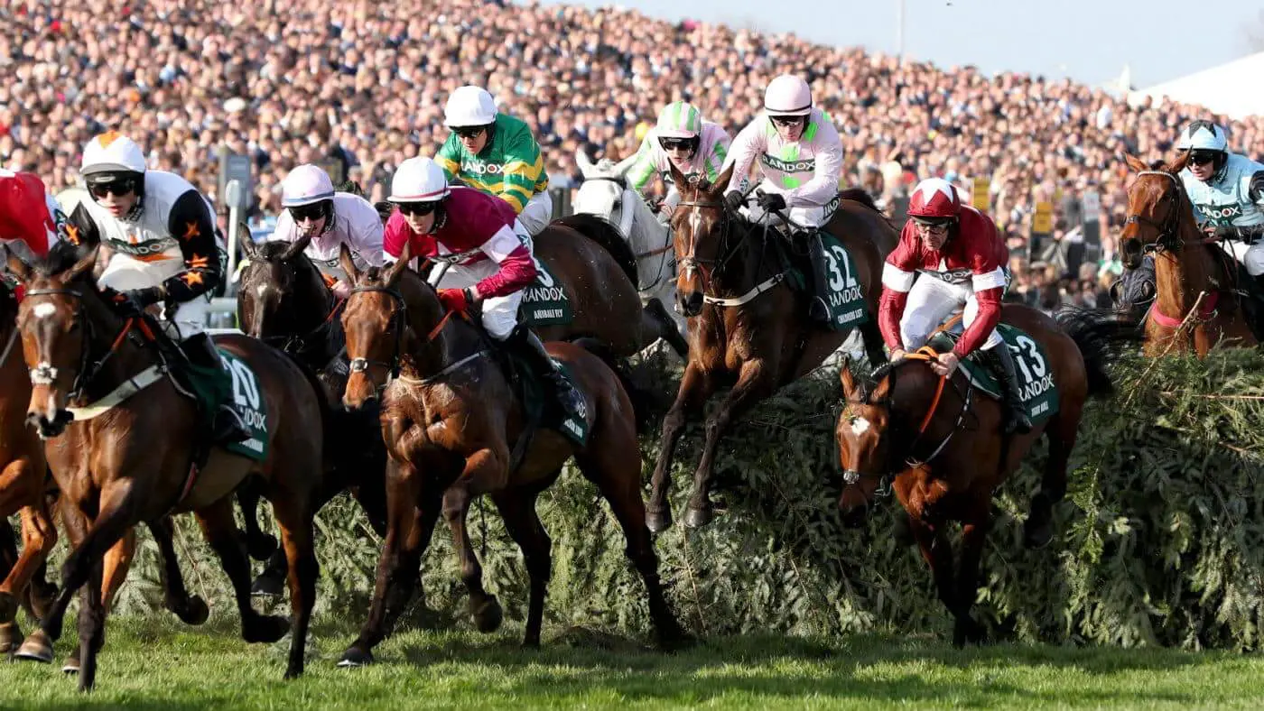 Image of the horses racing at the Grand National