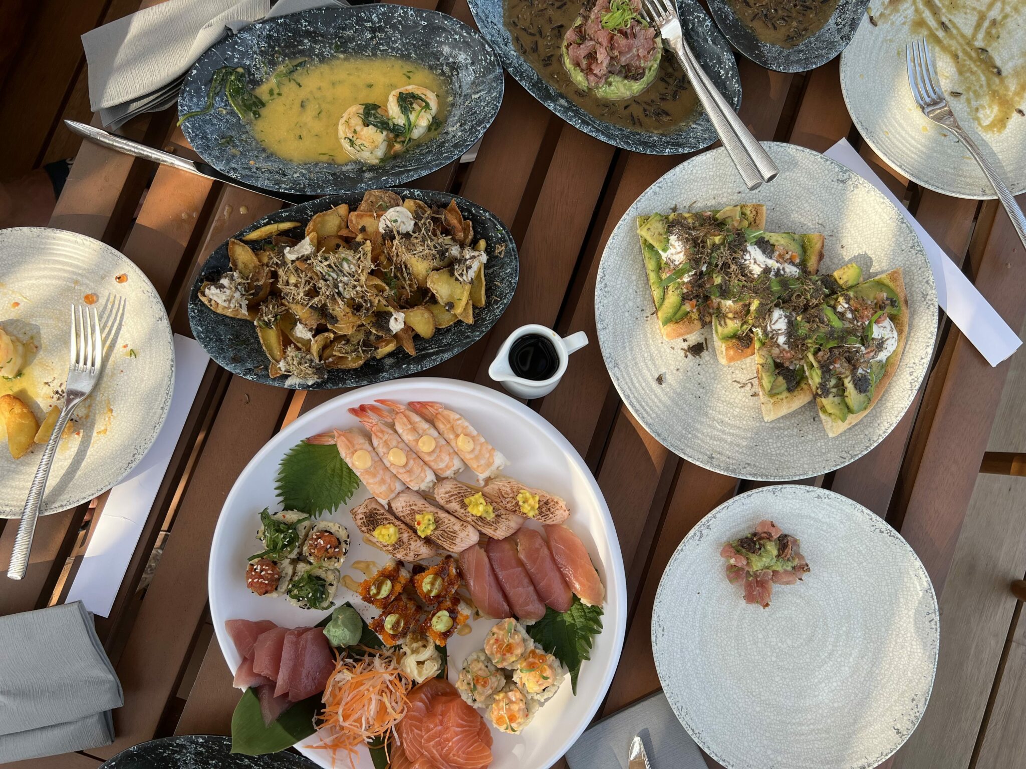 Different fish dishes served at White Beach Club