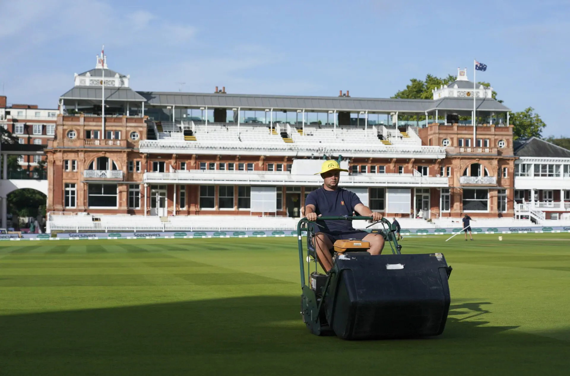 Gardener on the lawn at Lord's Cricket ground