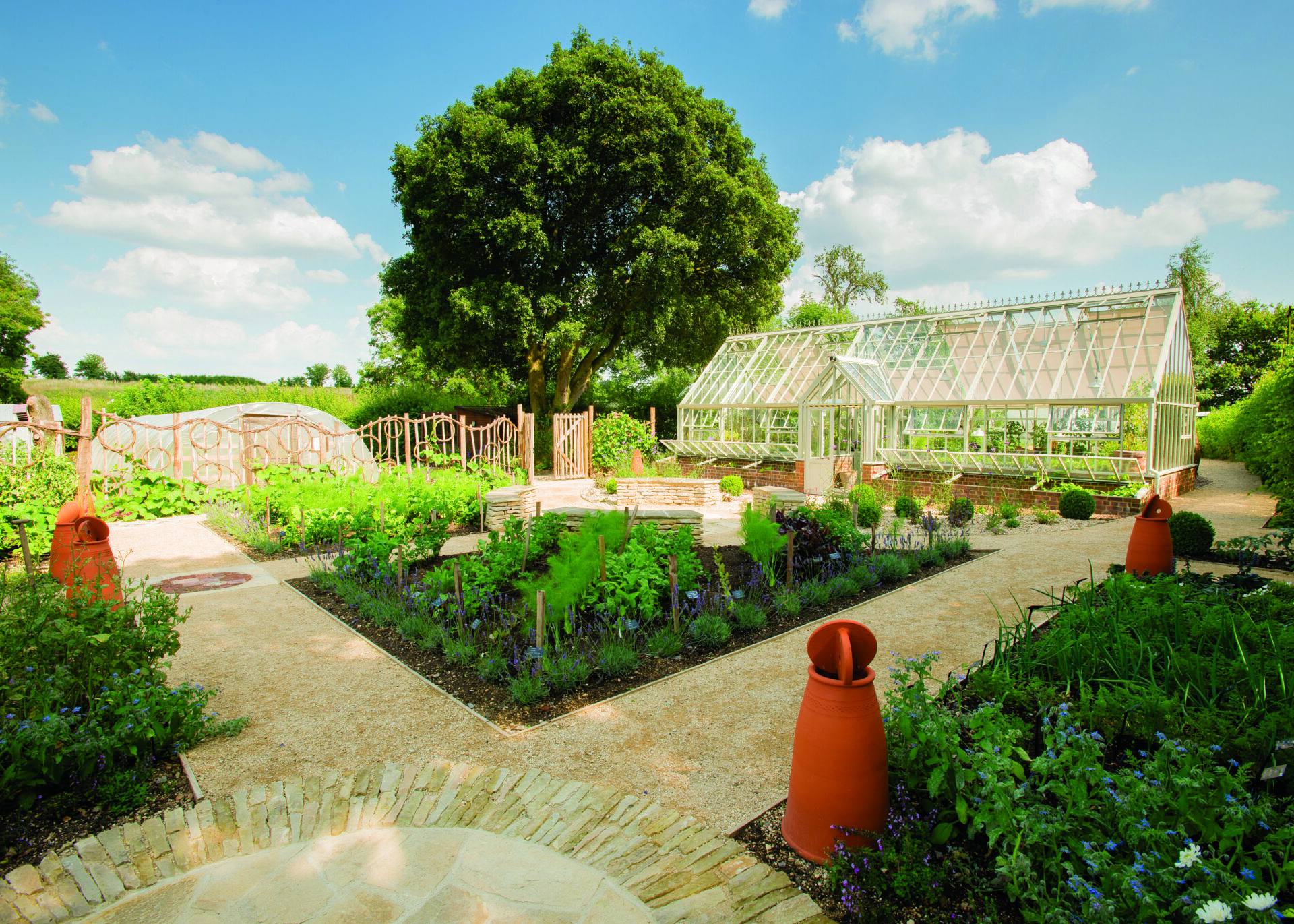The gardens and greenhouses on Le Manoir estate