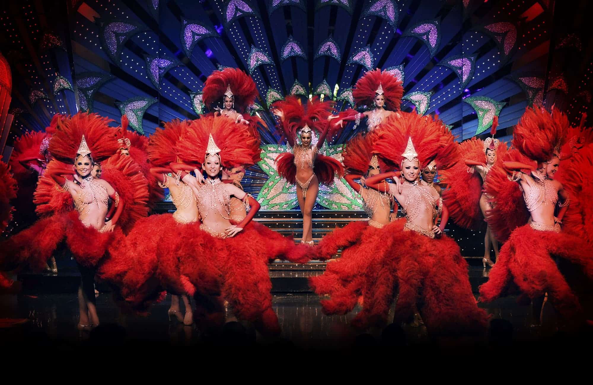 Moulin Rouge dancers on stage