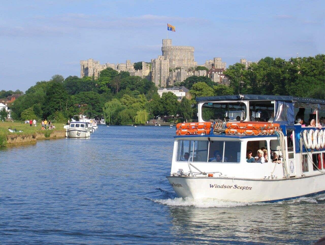 Image of a private river boat cruise with Windsor castle in the background