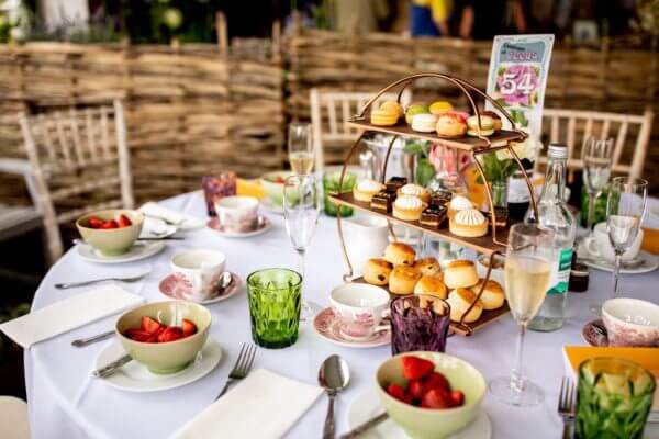 Image of afternoon tea presented on a table in the Secret Garden