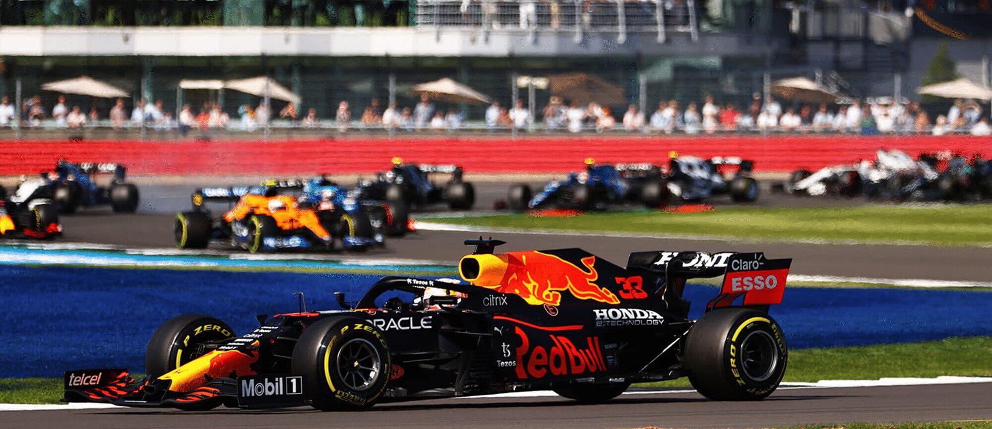 Red Bull car on the racetrack
