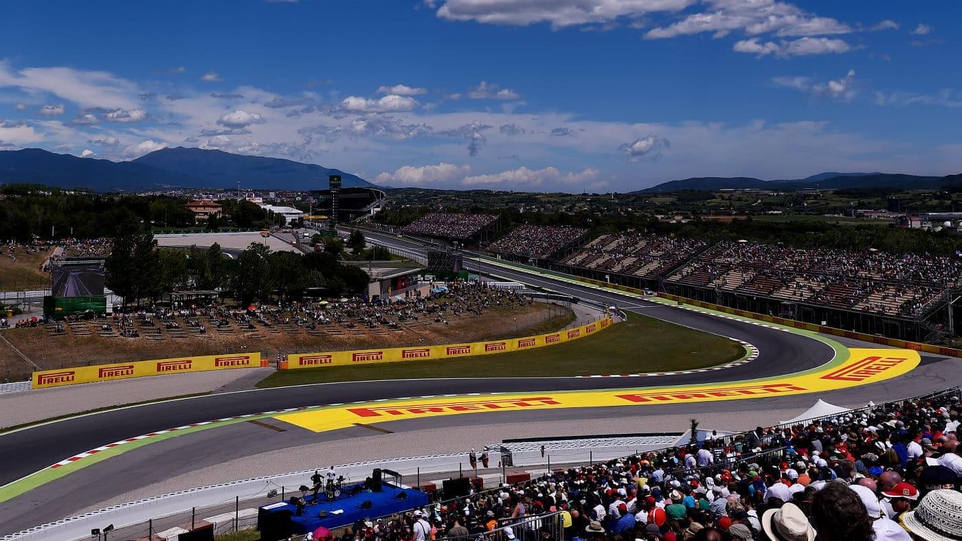 The spanish grand prix race track from a seat in the grand stand