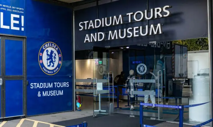 area advertising stadium tours and museum at Chelsea football club