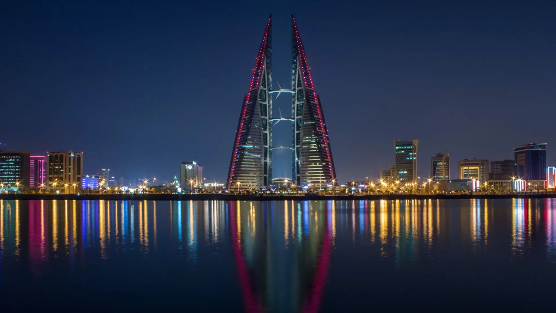 Bahrain skyline by night