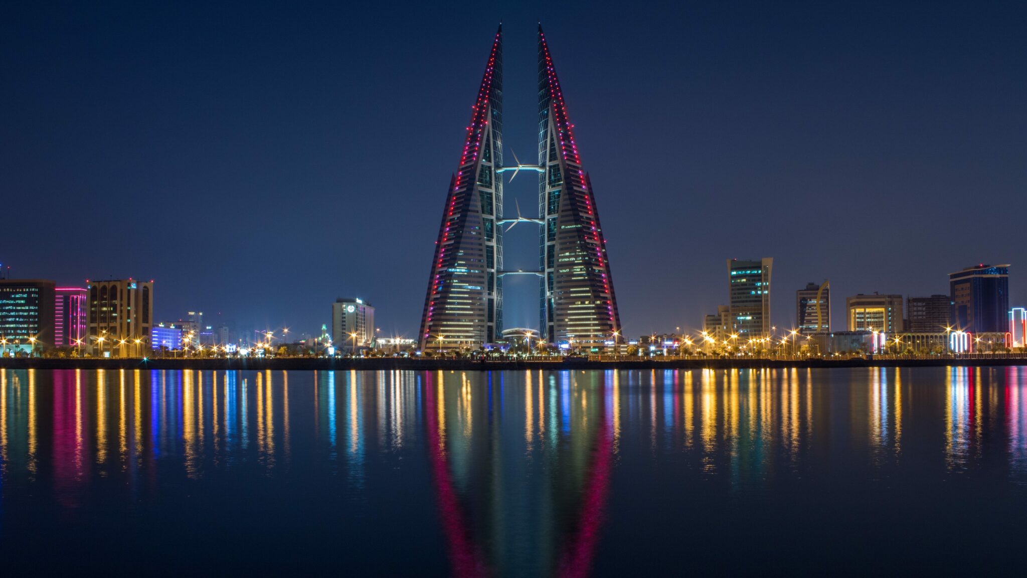Bahrain skyline by night
